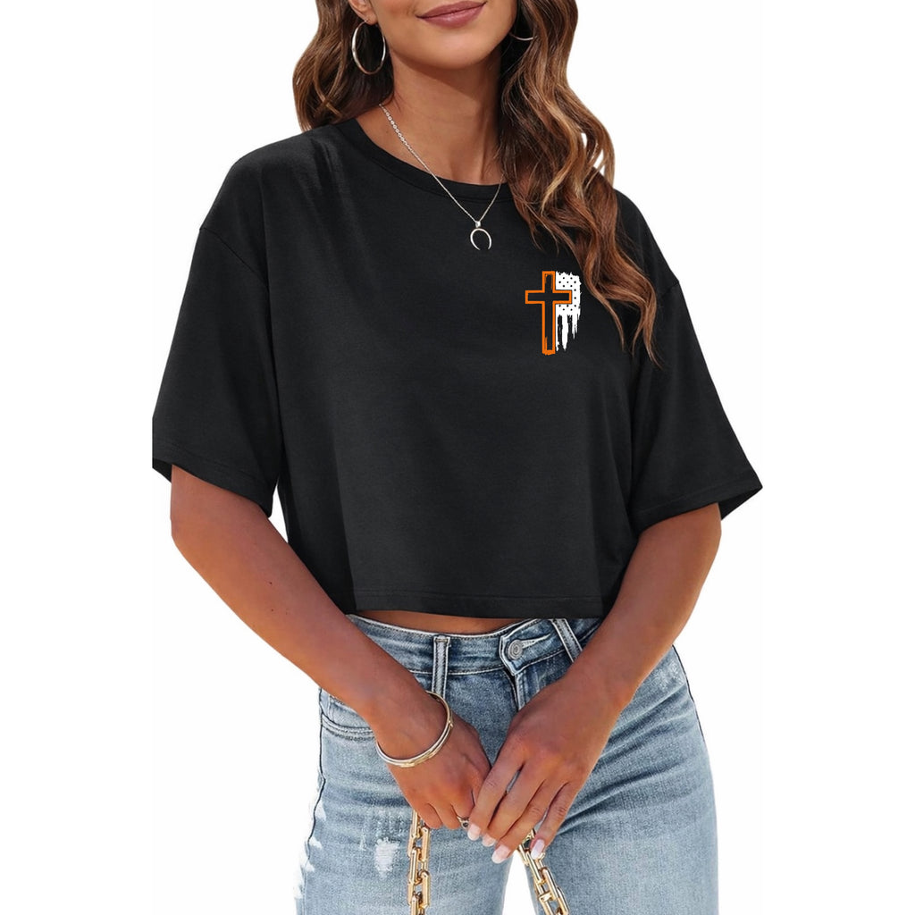Flag & Cross Women’s Cropped T-Shirt