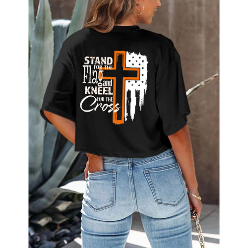 Flag & Cross Women’s Cropped T-Shirt