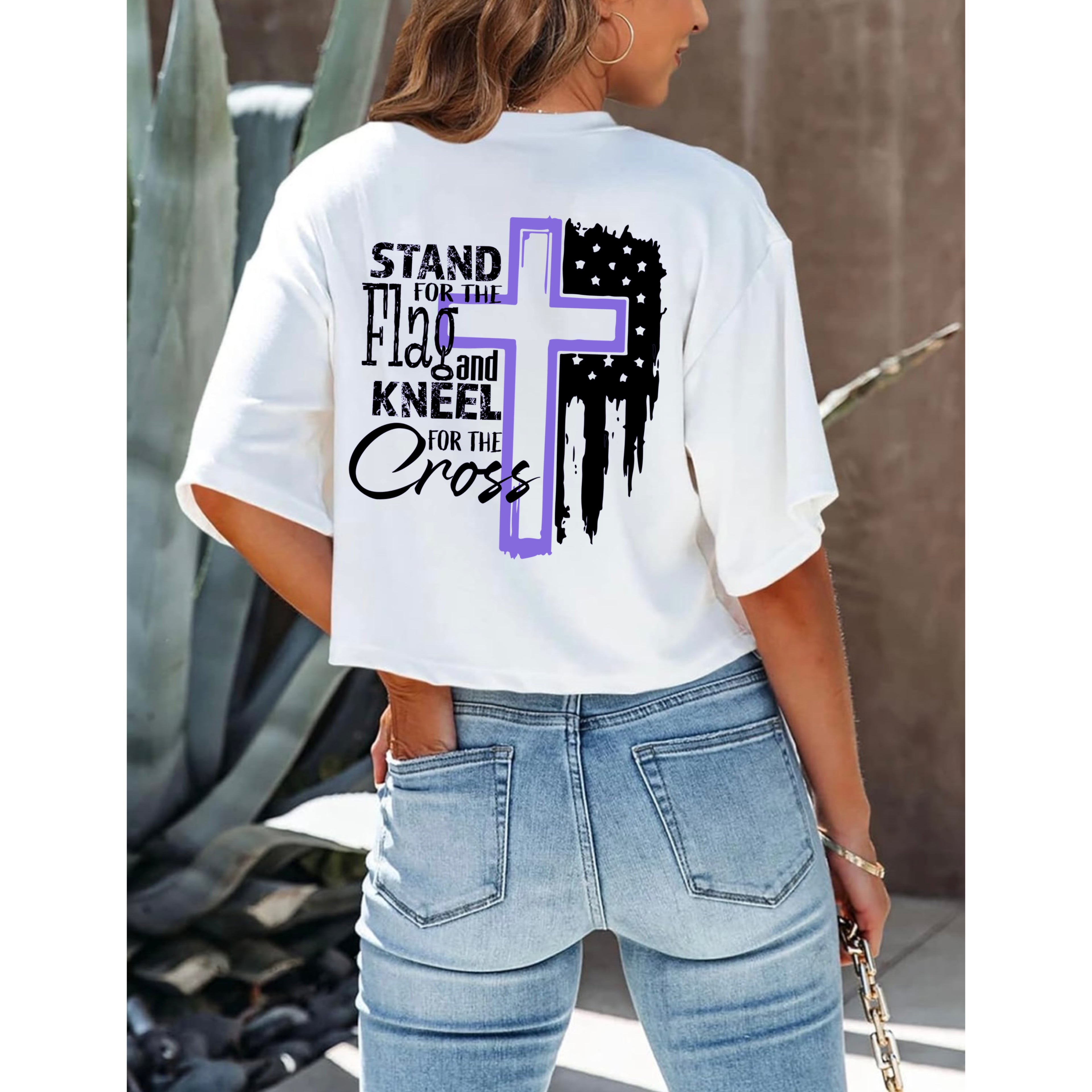 Flag & Cross Women’s Cropped T-Shirt