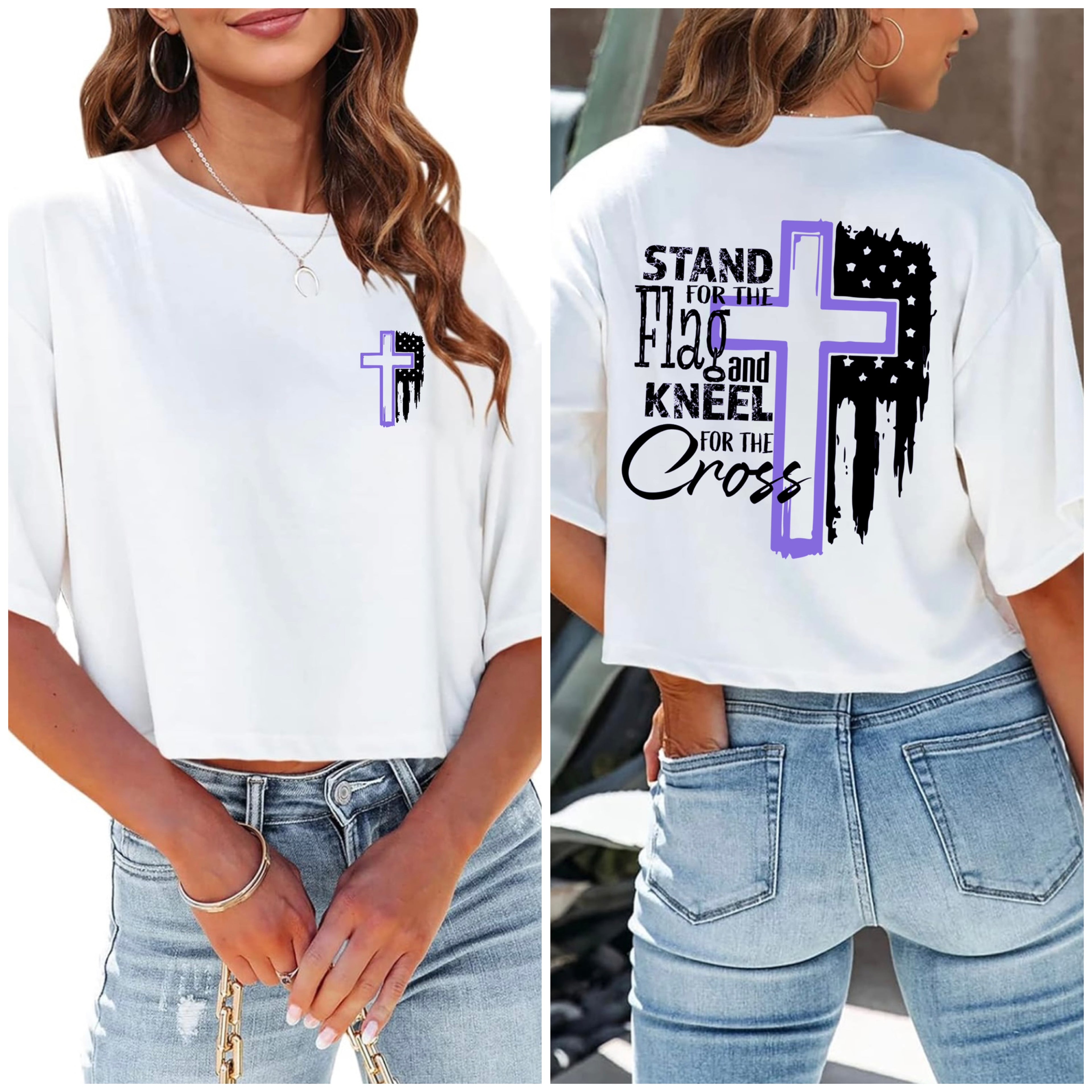 Flag & Cross Women’s Cropped T-Shirt