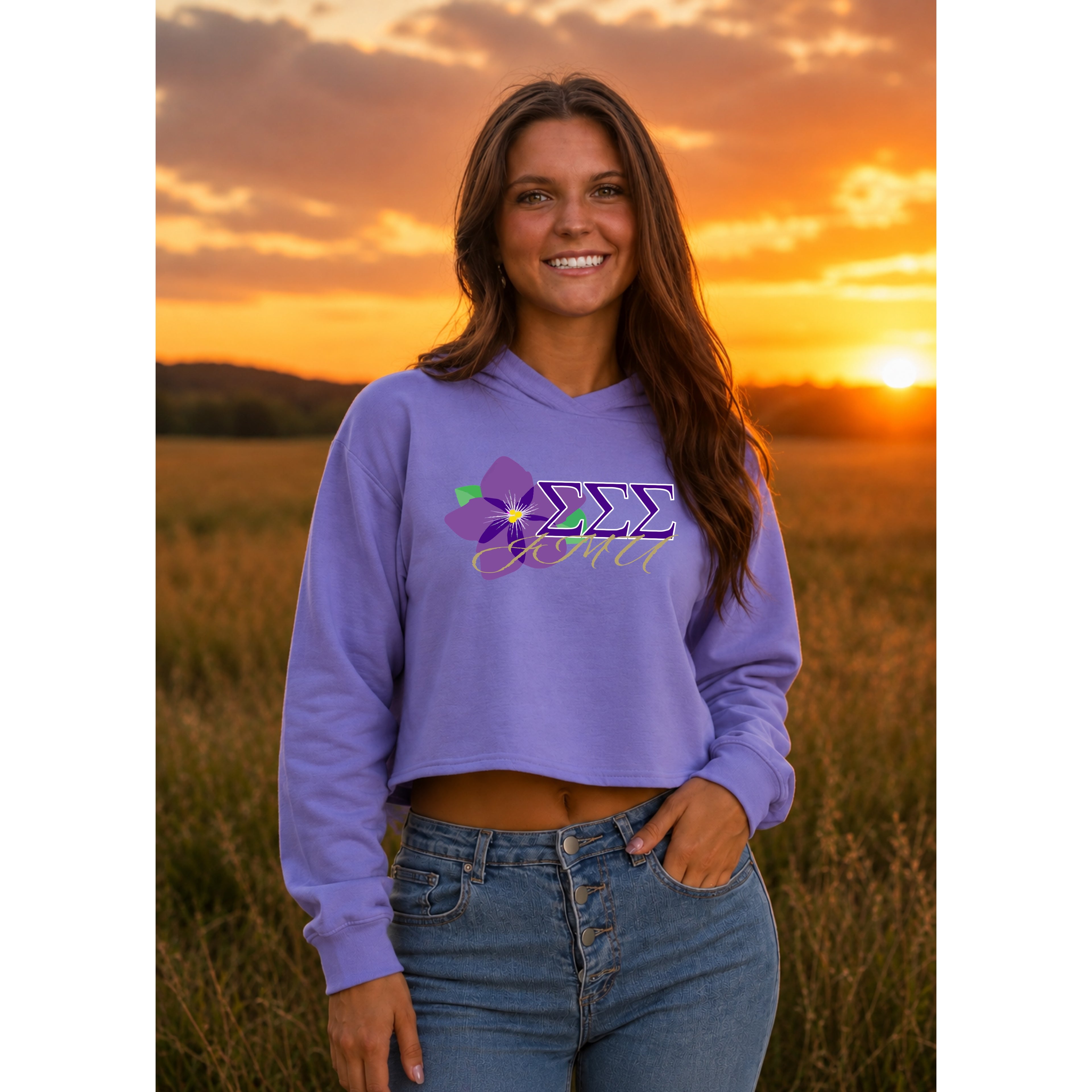 Tri-Sigma JMU Cropped Lightweight Sweatshirt